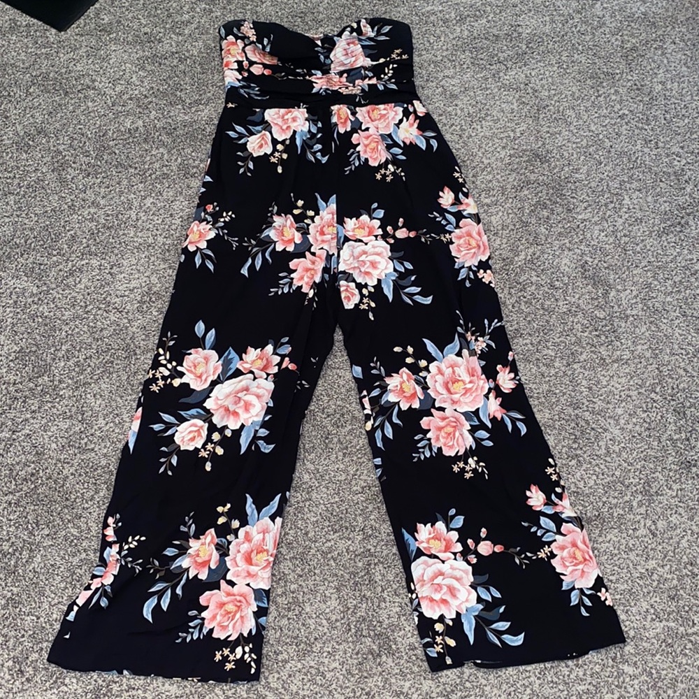 Strapless Floral Jumpsuit